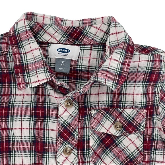 Old Navy Plaid Long Sleeve Button Down Shirt 5T - Picture 3 of 7